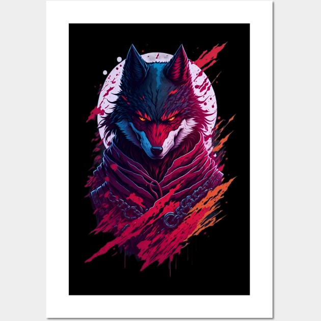 Evil ninja wolf Wall Art by BrokenSpirit